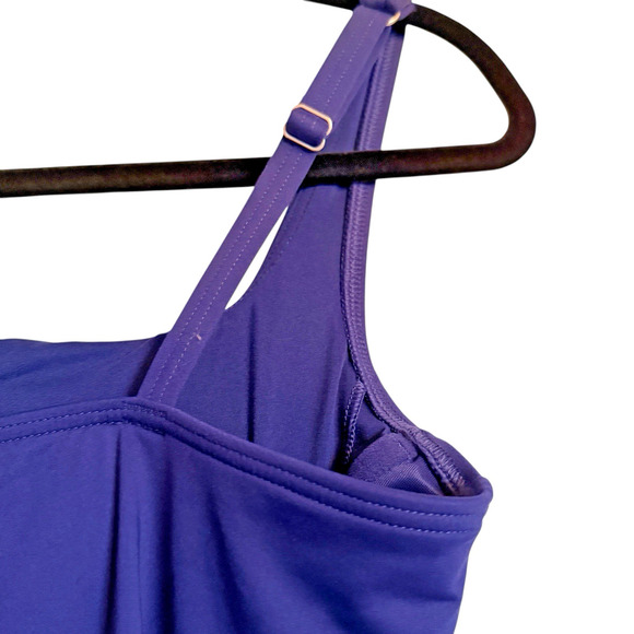 Lands End Sz 8 Navy Tankini Top Square Neck Underwire Beach Cruise Pool - Picture 5 of 7